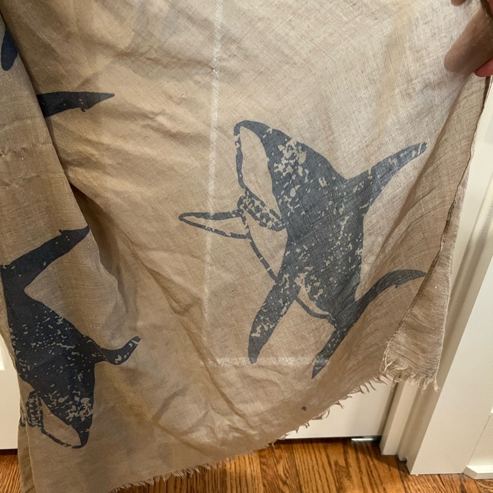 Shark Print Tan and Blue Scarf
